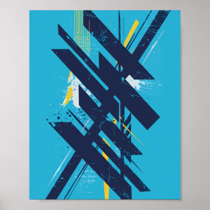 Poster Art de rue abstrait dynamique avec des formes auda