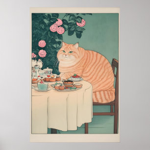 Poster Art de salle à manger japonaise Ukiyo-e Chat Impre