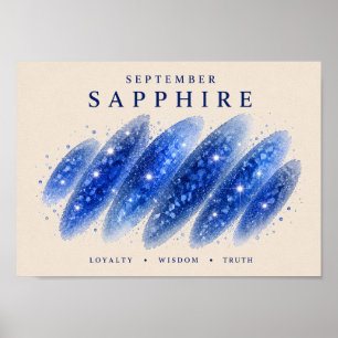 Poster Art de saphir de naissance de septembre A4