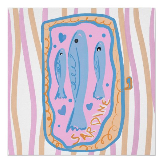 Poster Art de sardine mignonne (Devant)