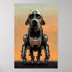 Poster Art de science-fiction   Portrait d'un chien robot