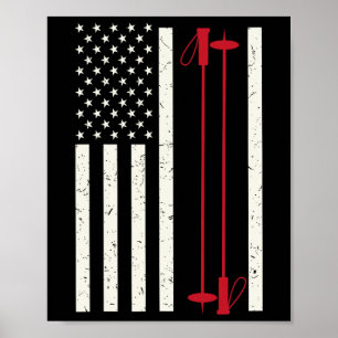Poster Art de ski cool pour hommes et femmes Thème ski Am