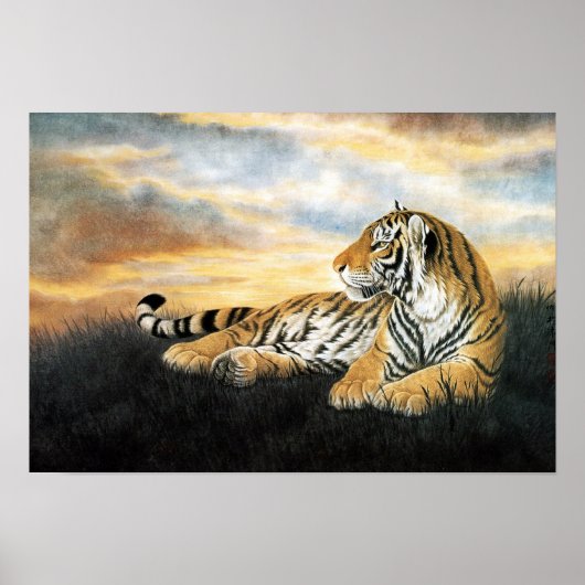 Poster Art de style chinois classique, Tigre rectangle (Devant)