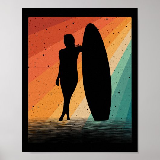 Poster Art de surfeur pour femmes filles planche de surf (Devant)