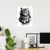 Poster Art de tatouage de chat astronaute (Bureau à domicile)