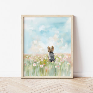 Poster Art de Terrier Yorkshire à l'aquarelle dans un cha