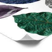 Poster Art de texte 3D argenté vibrant FEUILLU (Coin)