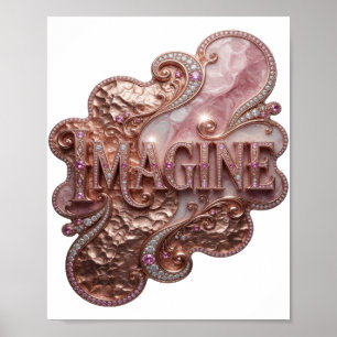 Poster Art de texte 3D en or élégant IMAGINE
