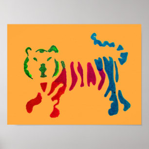 Poster Art de tigre rayé arc-en-ciel