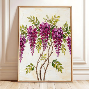 Poster Art de toile minimaliste Wisteria, prêt à accroche
