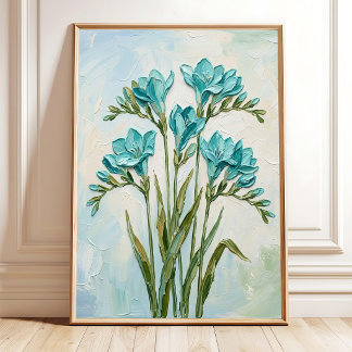Poster Art de toile moderne Freesia Impasto prêt à accroc