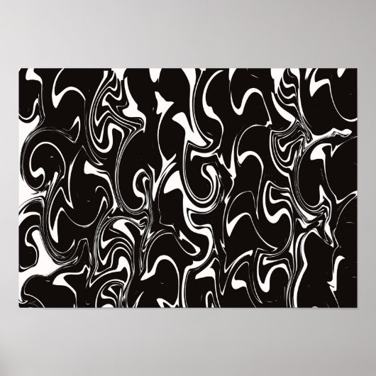 Poster Art de tourbillon abstrait - Noir et Blanc (Devant)