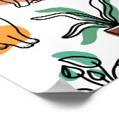 Poster Art de trait dessin chats et fleurs (Coin)