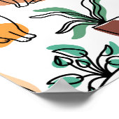 Poster Art de trait dessin chats et fleurs (Coin)