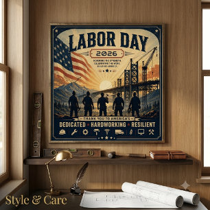 Poster Art de tribut d'ouvrier de la fête du Travail amér