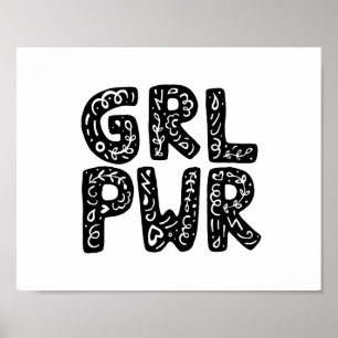 Poster Art de typographie de puissance de fille de GRL
