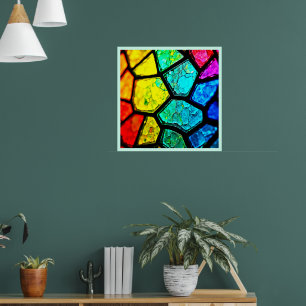 Poster Art de verre coloré arc-en-ciel fissuré