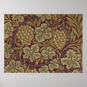 Poster Art de vigne rouge vert de William Morris