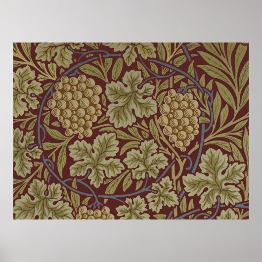 Poster Art de vigne rouge vert de William Morris (Devant)