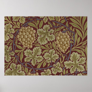 Poster Art de vigne rouge vert de William Morris