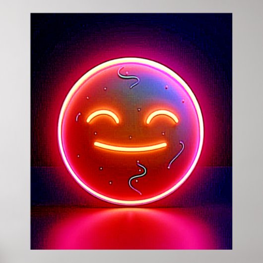 Poster Art de visage heureux avec néon (Devant)