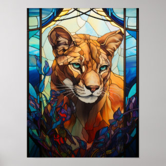 Poster Art de vitrail Puma