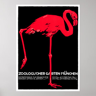 Poster Art de voyage de Flamant rose de jardin de zoo de