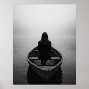 Poster Art de voyage féminin solo et enveloppé de brouill