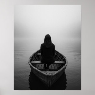 Poster Art de voyage féminin solo Fogbound and Free