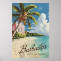Art de voyage peintre de la Barbade Vintage