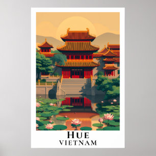 Poster Art de voyage rétro Hue Vietnam Ville impériale