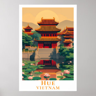Poster Art de voyage rétro vintage Hue Vietnam Cité impér