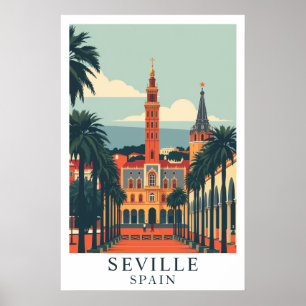 Poster Art de voyage vintage à Séville Espagne