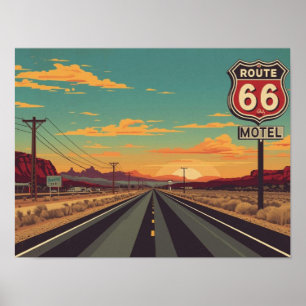 Poster Art de voyage vintage américain Route 66