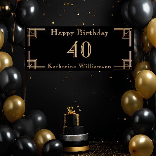 Poster Art Deco Birthday Black Gold Roaring 20's