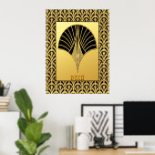 Poster Art Déco Black and Gold Fan Design (Bureau à domicile)