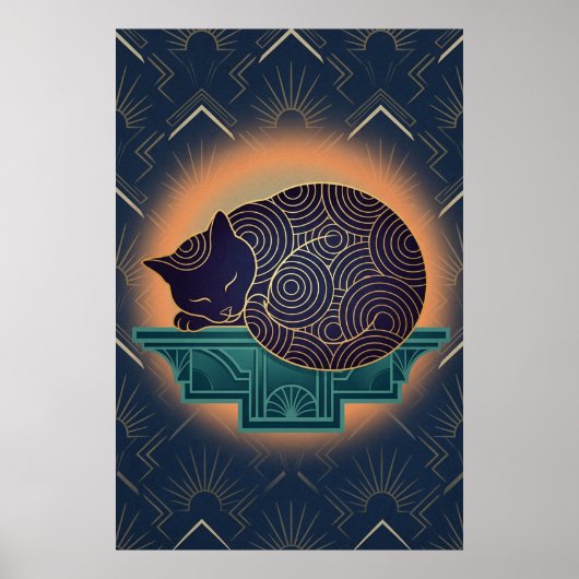 Poster Art Deco Cat Fish Trophy Wall Art (Devant)