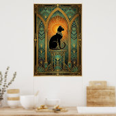 Poster Art Deco Celestial Solstice Cat Wall Art (Cuisine)
