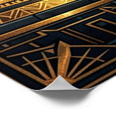 Poster Art Deco Celtic Tree of Life Pyramid Gold Teal  (Coin)