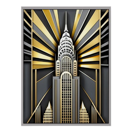 Poster Art Deco Chrysler Building Poster. (Devant)
