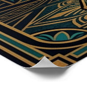 Poster Art Deco Cinema Popcorn Machine Gold & Teal (Coin)