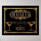 Poster ART Deco Cocktail bar sign 1920's Gatsby Party (Devant)