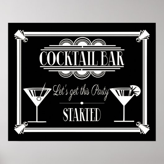 Poster ART Deco Cocktail bar signe Gatsby Party des année (Devant)