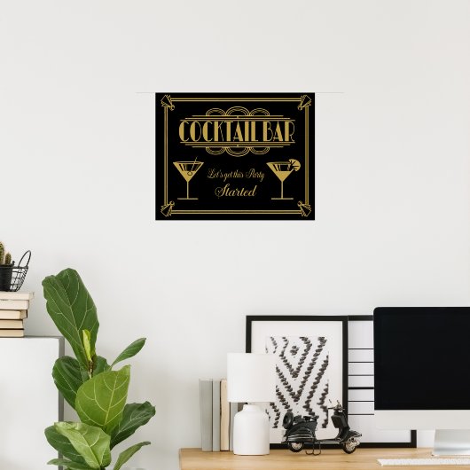 Poster ART Deco Cocktail bar signe Gatsby Party des année (Bureau à domicile)