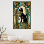 Poster Art Deco Curtain Climbing Cat Wall Art (Cuisine)