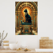 Poster Art Deco Egyptian Throne Cat Wall Art (Cuisine)