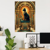 Poster Art Deco Egyptian Throne Cat Wall Art (Bureau à domicile)