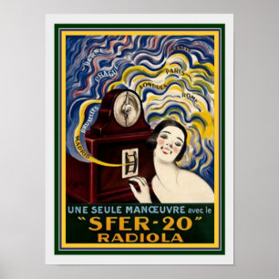 Poster Art Déco Français Radiola 12 x 16