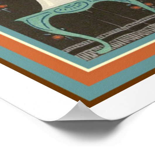 Poster Art Déco "Girl With Goldfish" 13 x 19 (Coin)