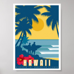 Poster - Art Deco Hawaii Travel Poster